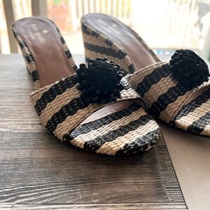 Kate Spade New York Seville Raffia Wedge Sandals, Sz 9.5 Like New Condition
